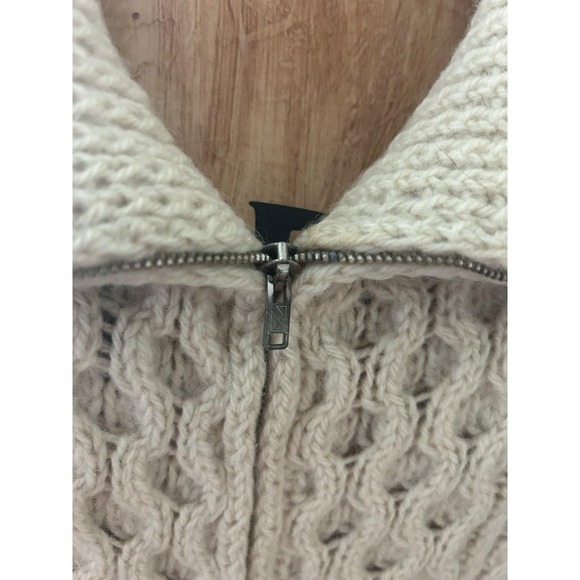 Vintage Irish New Wool Chunky Knit Beige Sweater Sz 40 Imperfect - Picture 3 of 9